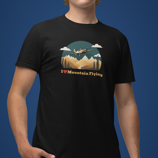 Mountain Flying Pilot Tshirt. Aviation shirt for flying and lounging